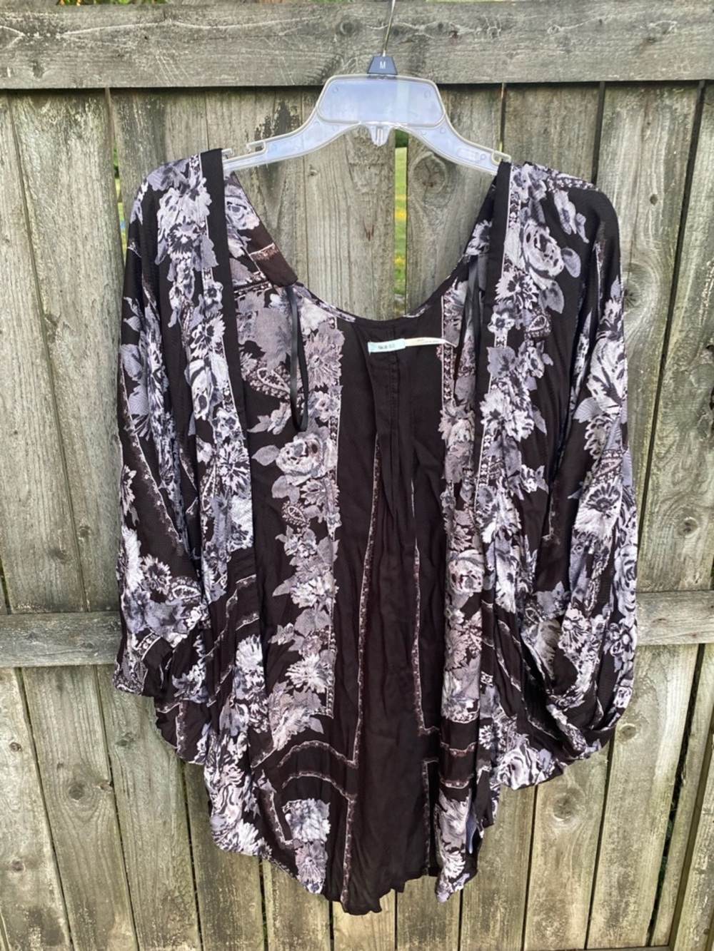 Kimchi Blue Black Tunic with Gray Floral Print